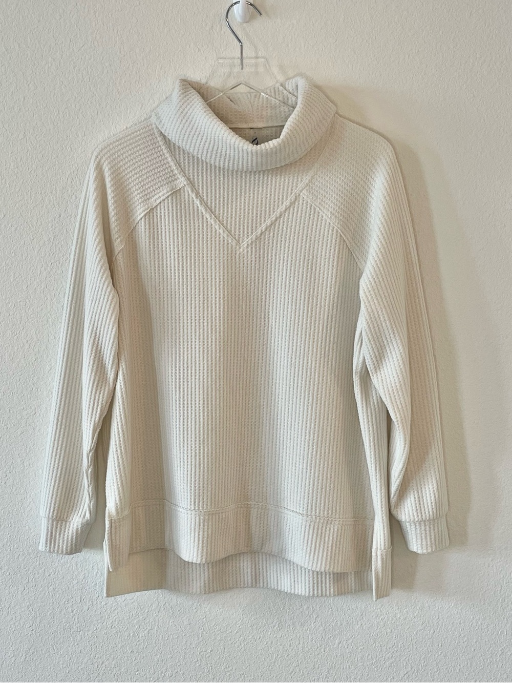 Loft Lou & Grey Cream Waffle Knit Cowl Neck Pullover